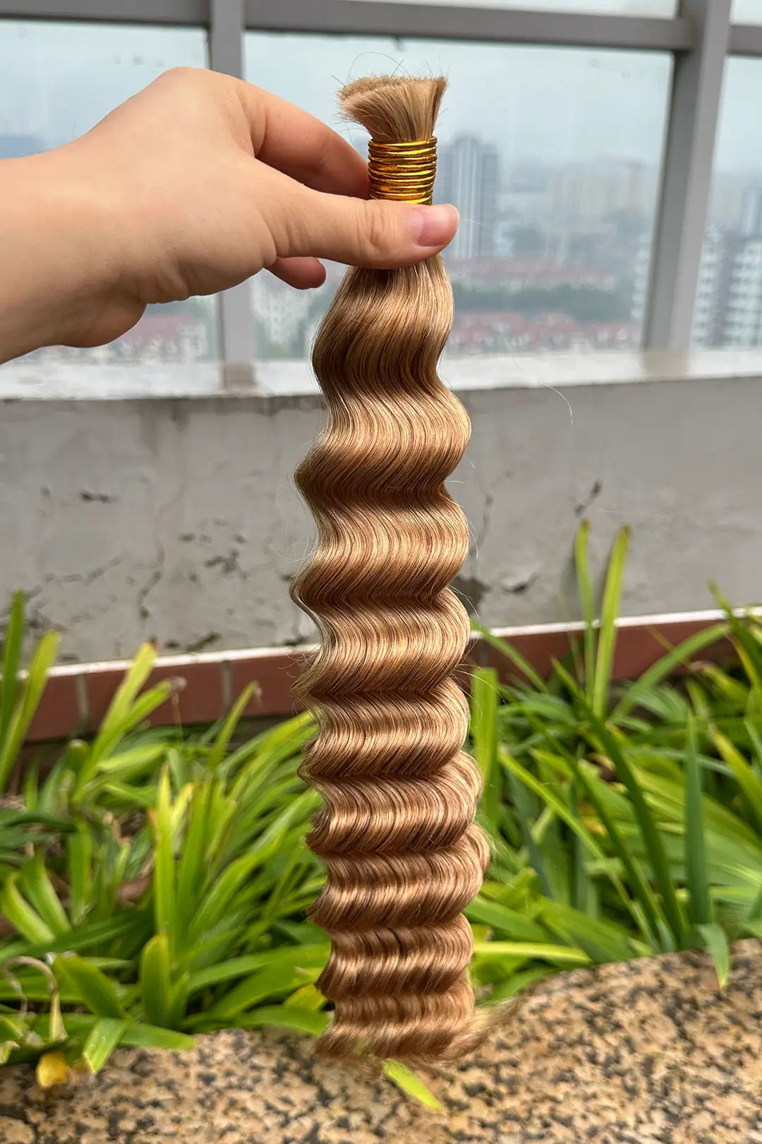 Double Drawn Medium Blonde Bulk Hair For Braiding Loose Deep Wave