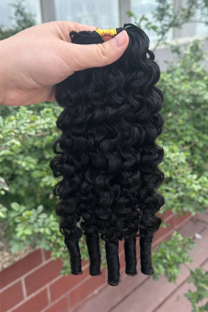 Double Drawn Feather Crochet Hair Extension Burmese Water Curly Human Hair
