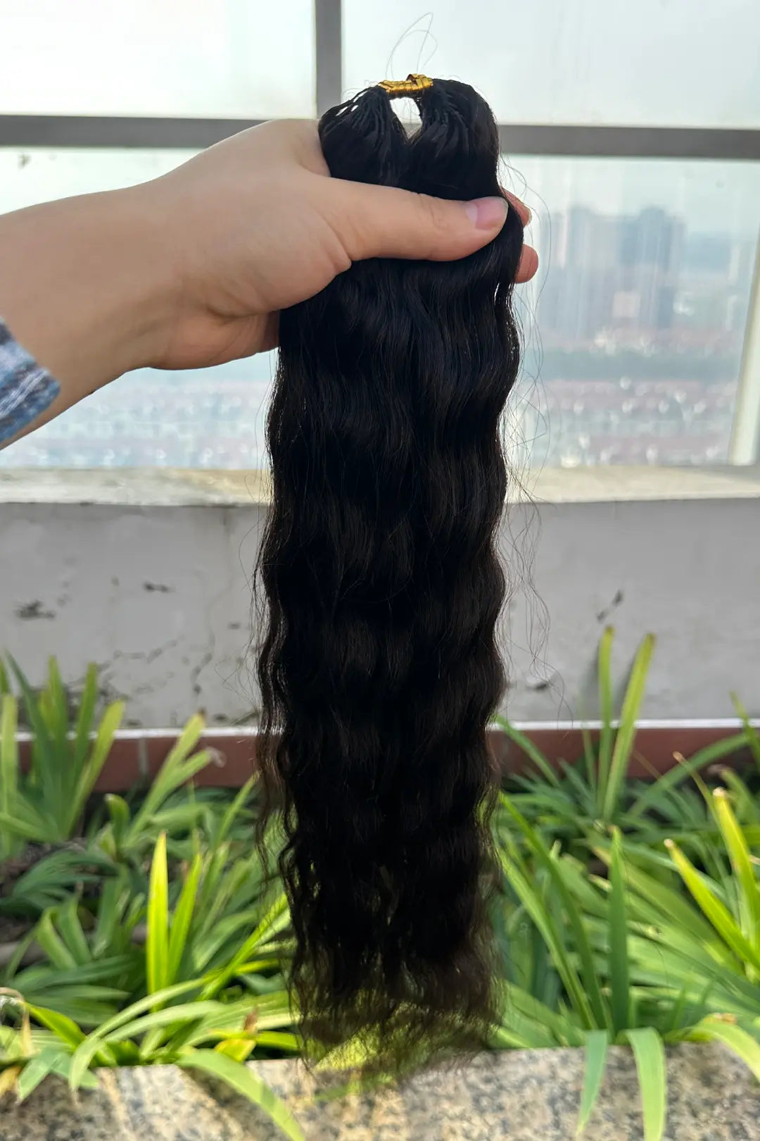 Double Drawn Feather Crochet Hair Extension Wet and Wavy Human Hair Double-Strand