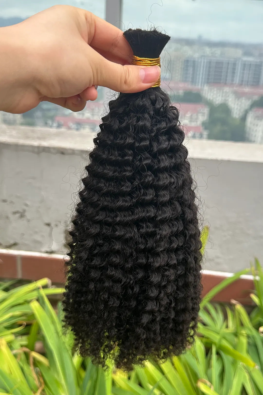 Double Drawn Kinky Curly Bulk Human Hair Natural Black