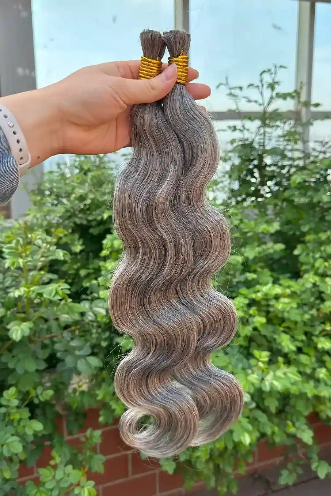 Salt and Pepper Bulk Hair Body Wave for Braiding 70% Gray