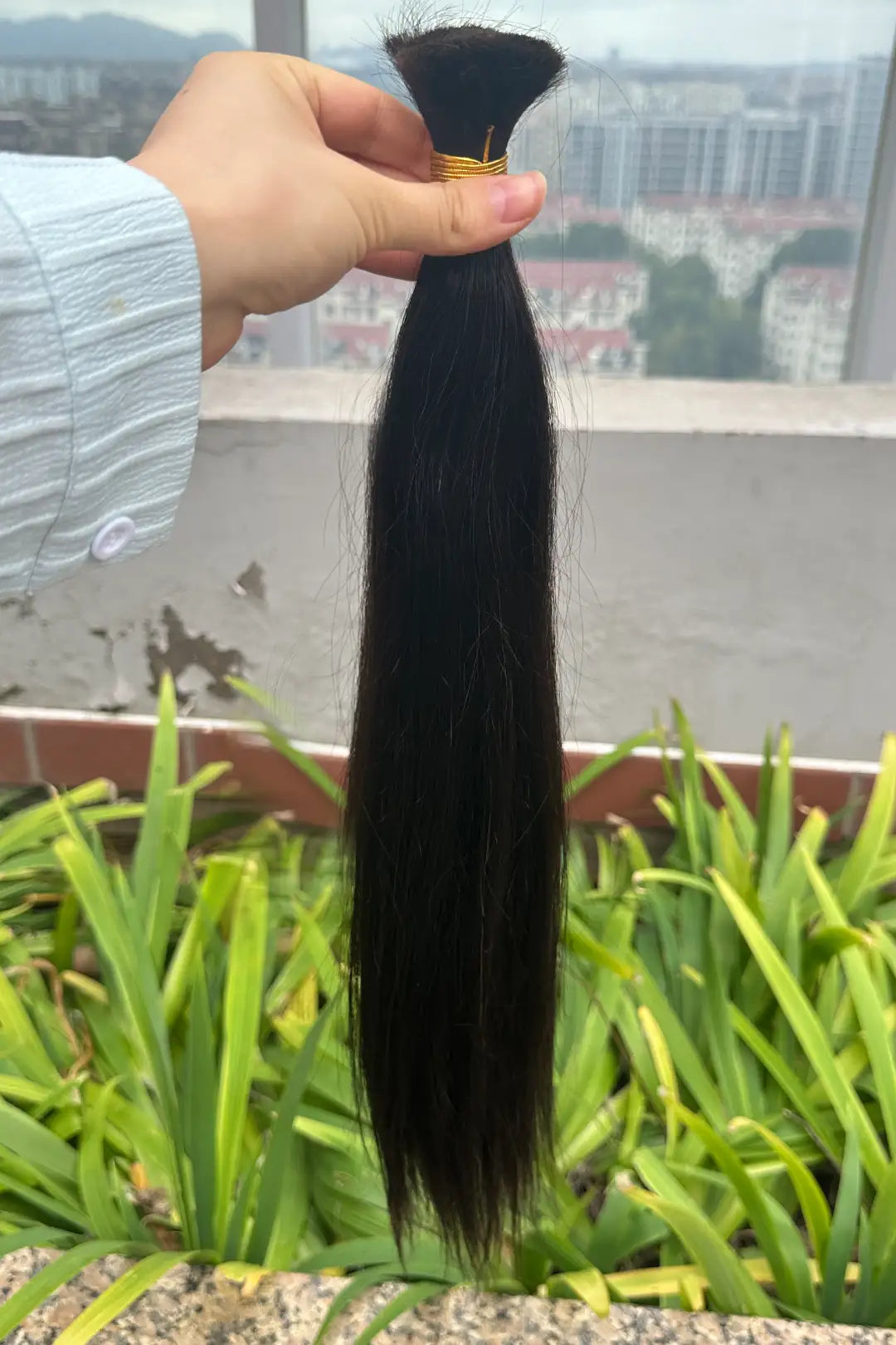 Single Drawn Straight Bulk Hair For Braiding Natural Black