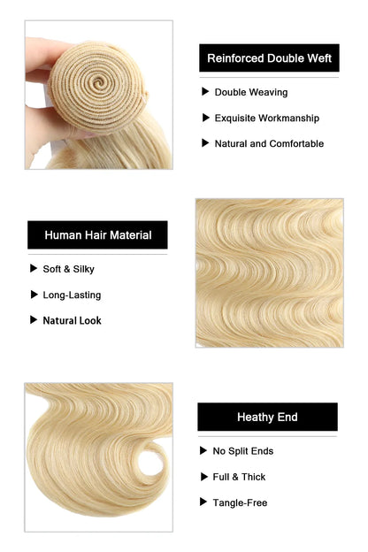 Brazilian Hair Bundle 613 Blonde Body Wave 10A