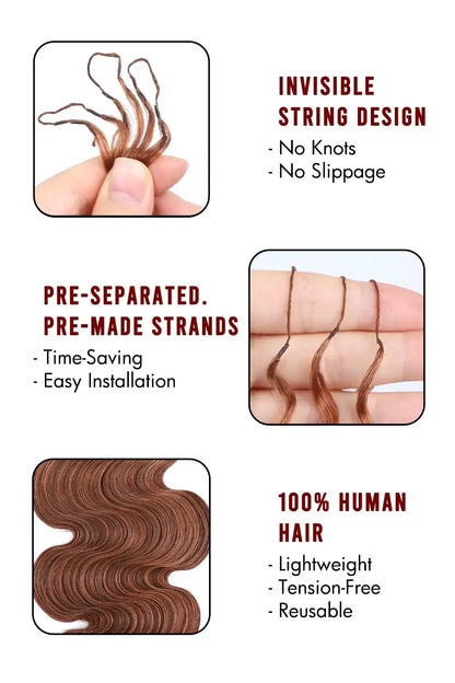 Auburn Brown #30 Body Wave Feather Crochet Human Hair