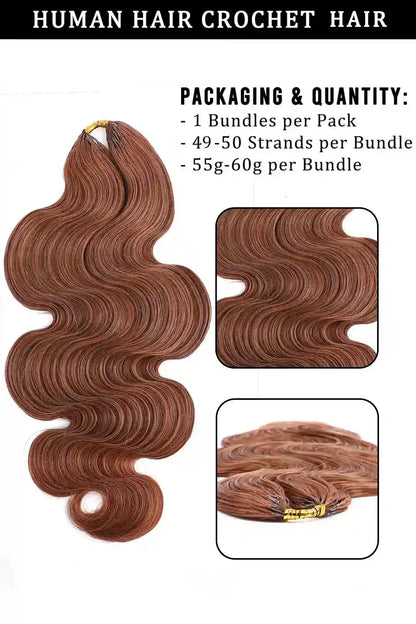 Auburn Brown #30 Body Wave Feather Crochet Human Hair
