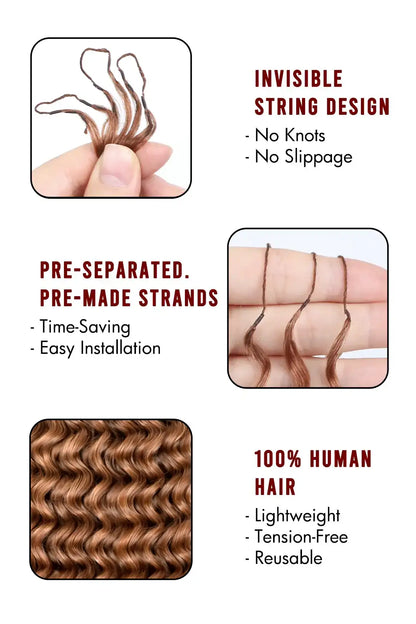 Auburn Brown #30 Water Wave Feather Crochet Human Hair