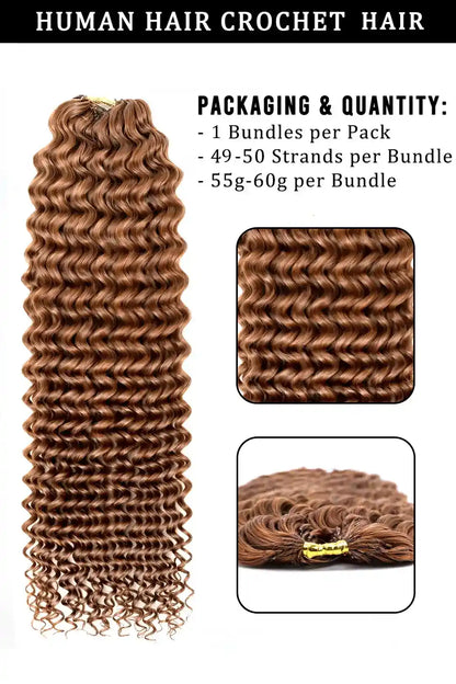 Auburn Brown #30 Water Wave Feather Crochet Human Hair