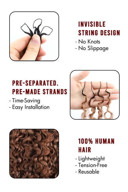 Auburn Brown Ombre Burmese Curly with Spiral Curls Feather Crochet Hair - T1B/30 Human Hair