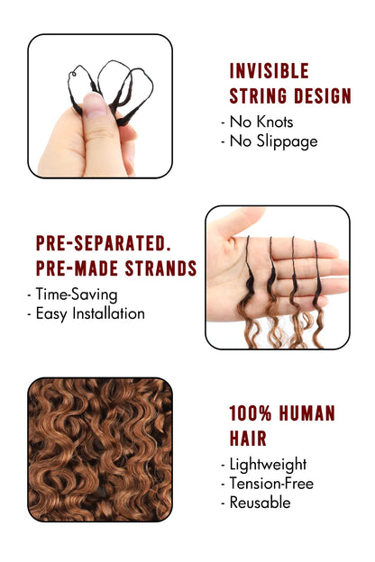 Auburn Brown Ombre Water Deep Wave Feather Crochet Hair - T1B/30 Human Hair
