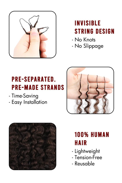 Dark Brown #4A Water Deep Wave Feather Crochet Miracle Knots Hair