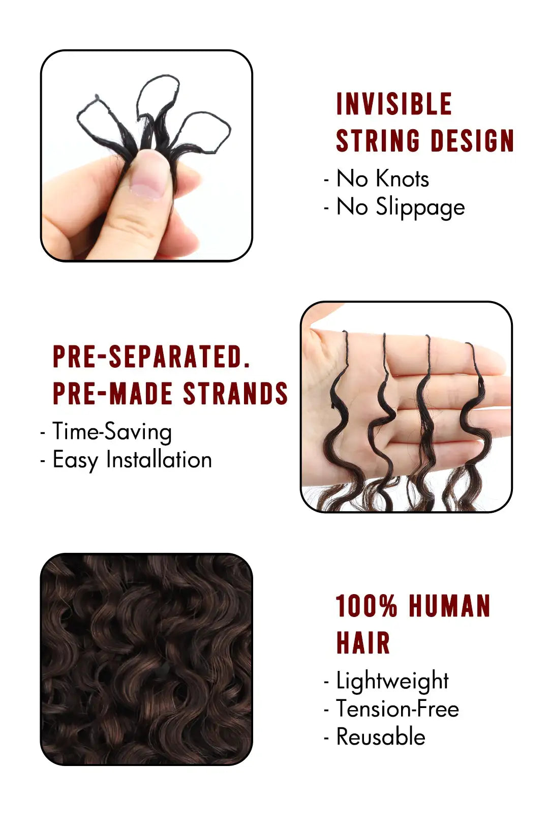 Dark Brown Ombre Water Deep Wave Feather Crochet Hair - T1B/4A Human Hair