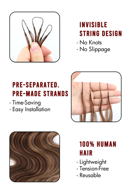 Double Drawn Highlight Blend #4/27/30 Body Wave Feather Crochet Human Hair