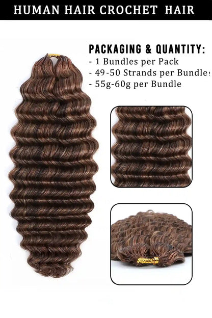 Double Drawn Highlight Blend #4/27/30 Deep Wave Feather Crochet Human Hair