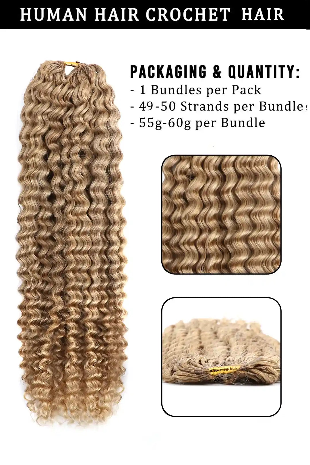 Honey Blonde #27 Water Wave Feather Crochet Human Hair