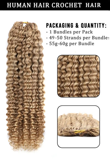 Honey Blonde #27 Water Wave Feather Crochet Human Hair