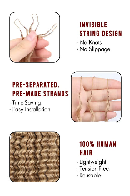Honey Blonde #27 Water Wave Feather Crochet Human Hair