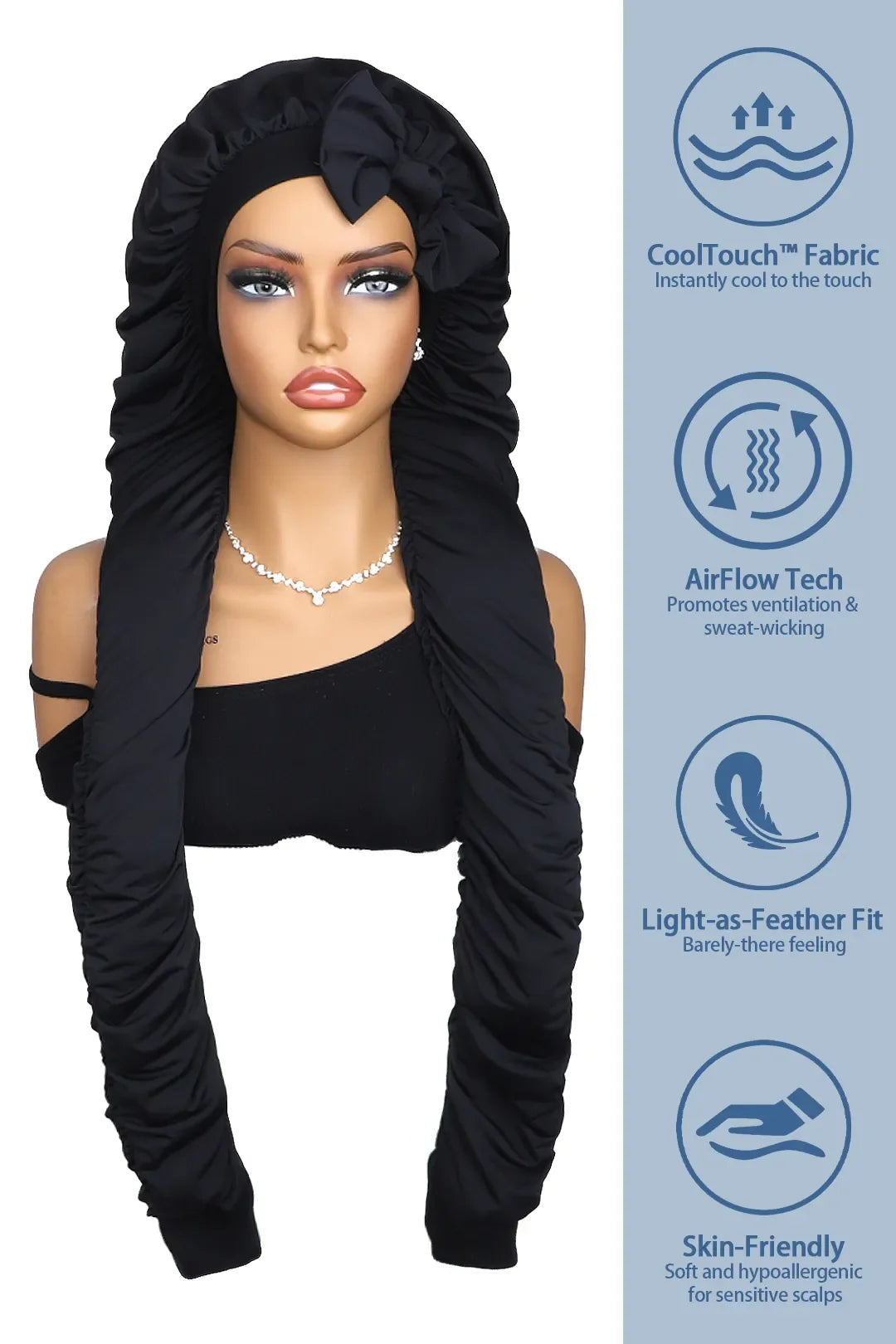 Pantyhose Sleeping Bonnet for Long Braids & Hair Elastic Satin