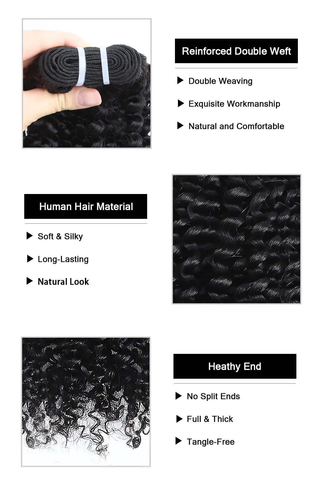 Cambodian Virgin Hair Bundle Kinky Curly Natural Color 12A 20% Density