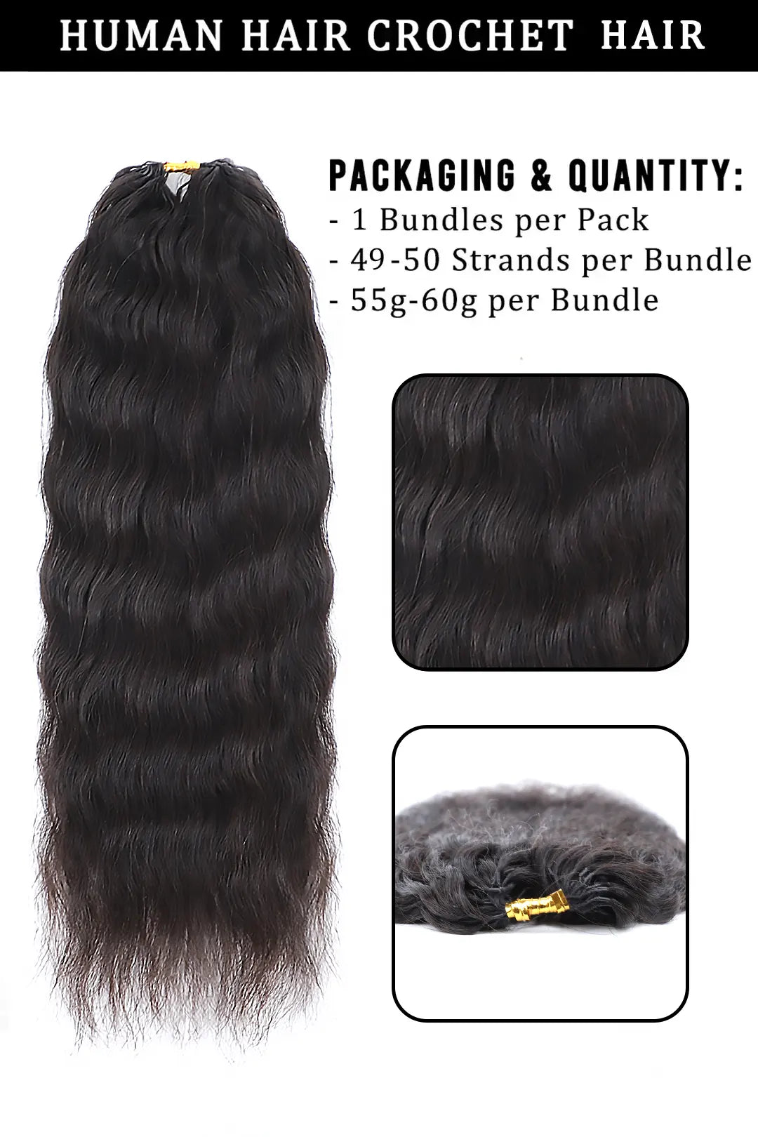 Double Drawn Feather Crochet Hair Extension Wet and Wavy Human Hair Double-Strand