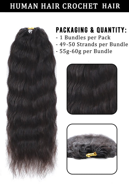 Double Drawn Feather Crochet Hair Extension Wet and Wavy Human Hair Double-Strand
