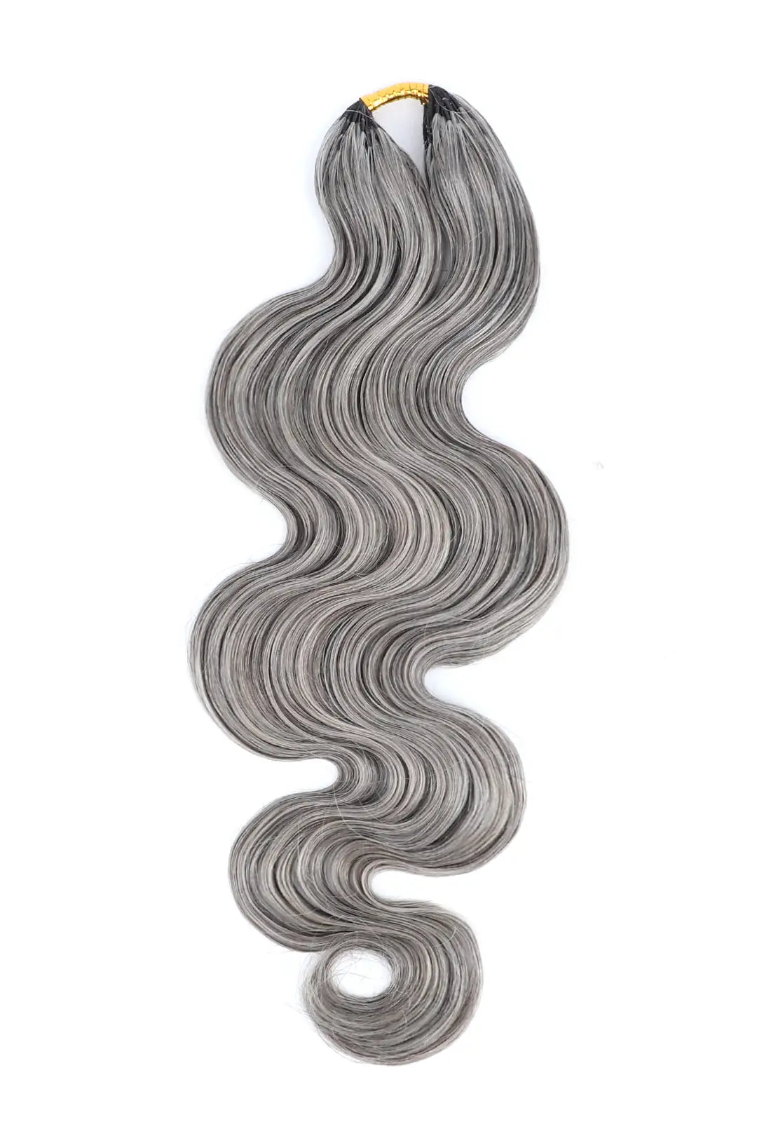 Salt and Pepper Body Wave Feather Crochet Human Hair 85% Gray