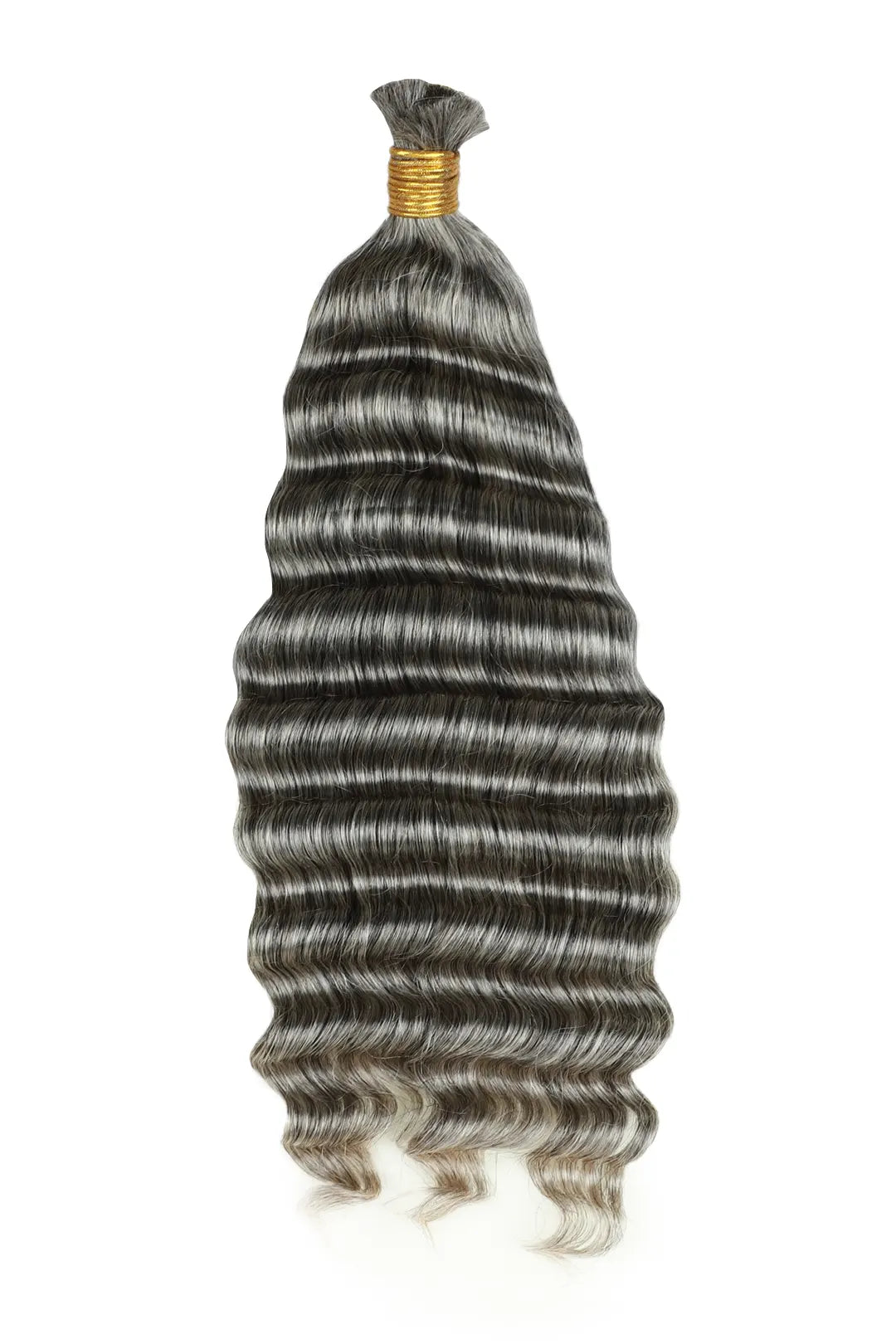 Salt and Pepper Bulk Hair Deep Wave for Braiding 70% Gray