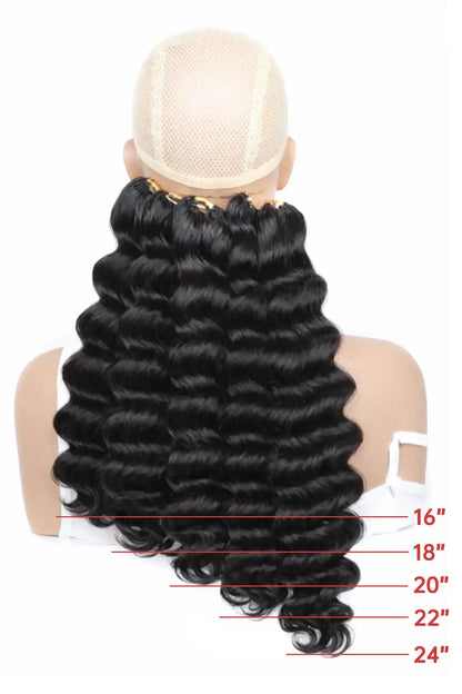 Double Drawn Feather Crochet Hair Extension Loose Deep Wave Human Hair Double-Strand