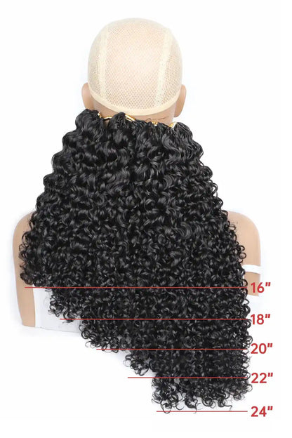Double Drawn Water Deep Wave Feather Crochet Hair Extension Human Hair FE32 60g