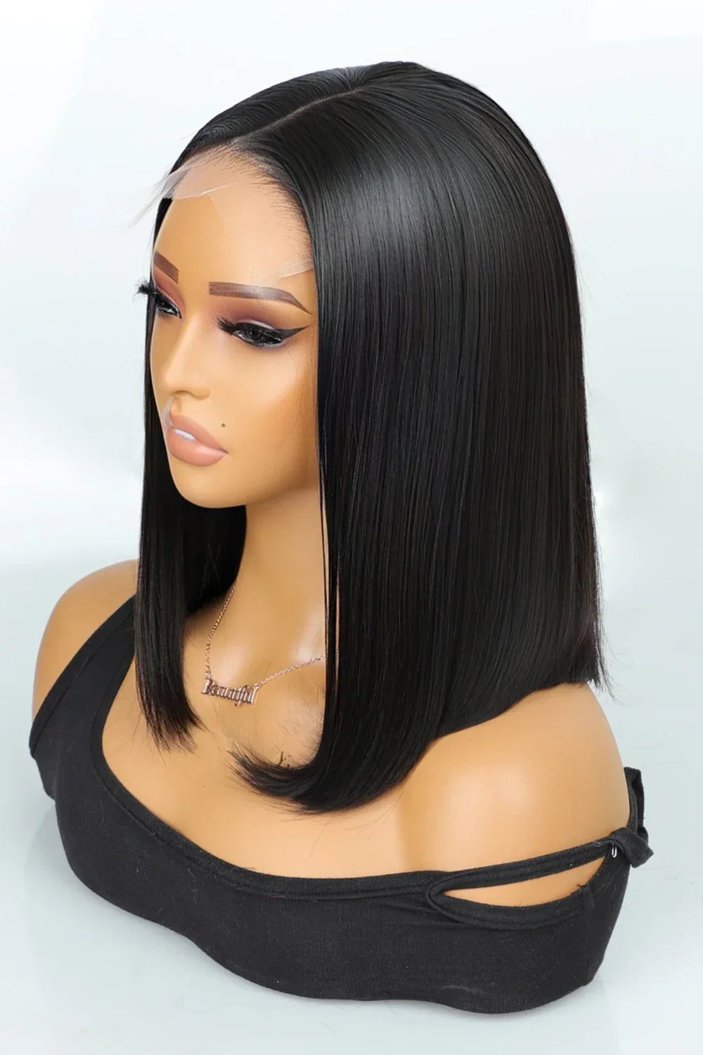 5x5 HD Lace Closure Wig Straight Black Blunt Cut Bob Human Hair
