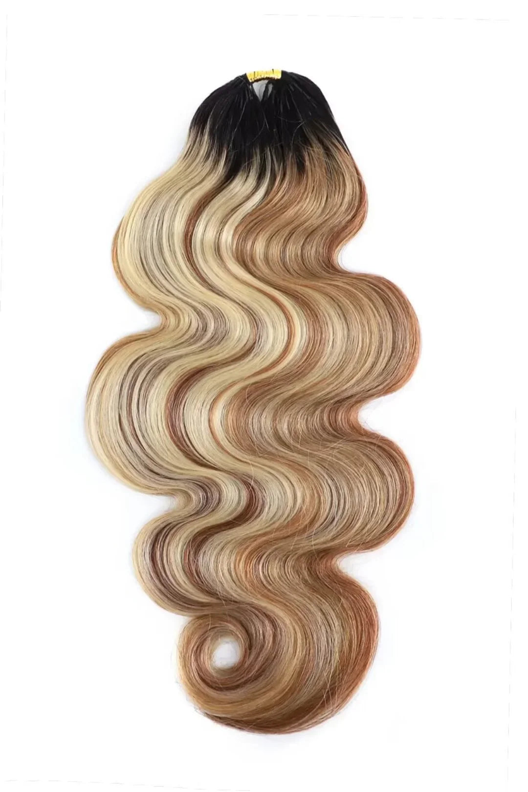 Double Drawn T-Natural Black Root Mixed 27/30/613 Body Wave Feather Crochet Human Hair