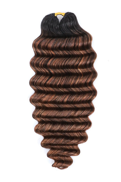 T-Natural Black Root Mixed 4/27/30 Deep Wave Feather Crochet Human Hair