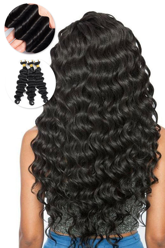 Tape in Hair Extensions for Black Hair Deep Wave 100% Human Hair