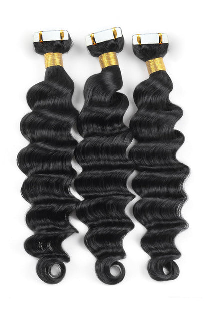 Tape in Hair Extensions for Black Hair Deep Wave 100% Human Hair