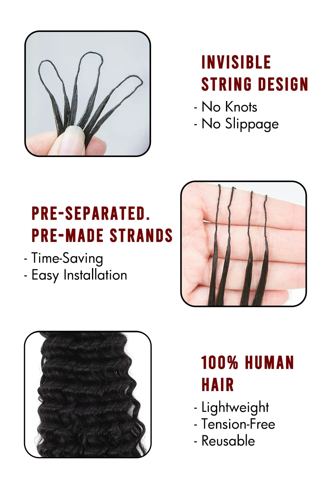 Double Drawn Burmese Curly with Spiral Curls Feather Crochet Human Hair Extension FE33 60g