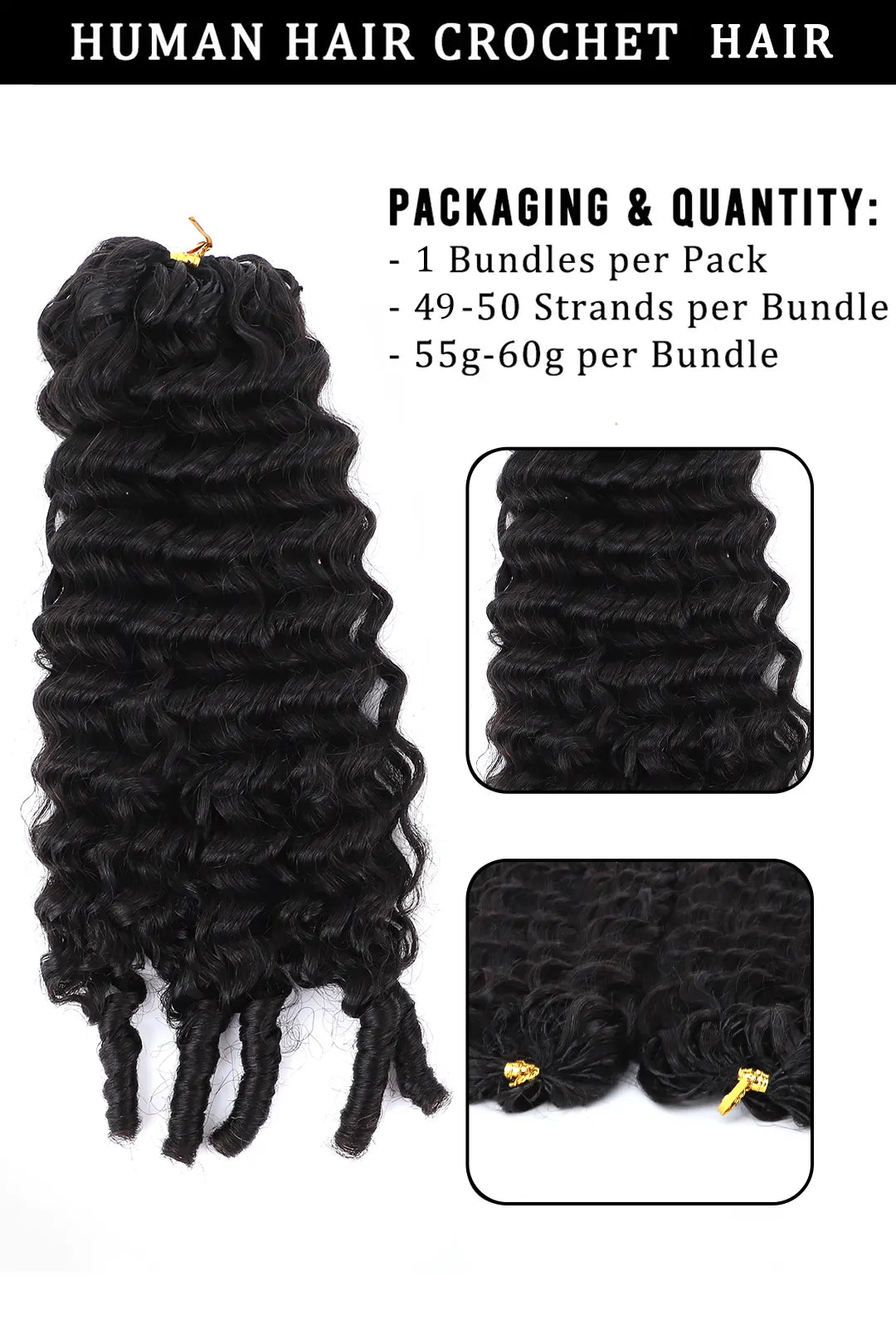 Double Drawn Burmese Curly with Spiral Curls Feather Crochet Human Hair Extension FE33 60g