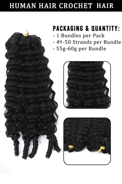 Double Drawn Burmese Curly with Spiral Curls Feather Crochet Human Hair Extension FE33 60g