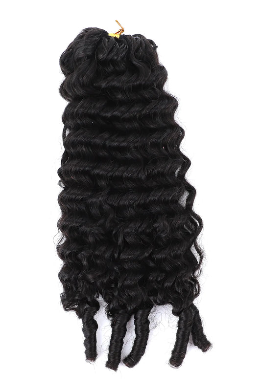 Double Drawn Burmese Curly with Spiral Curls Feather Crochet Human Hair Extension FE33 60g