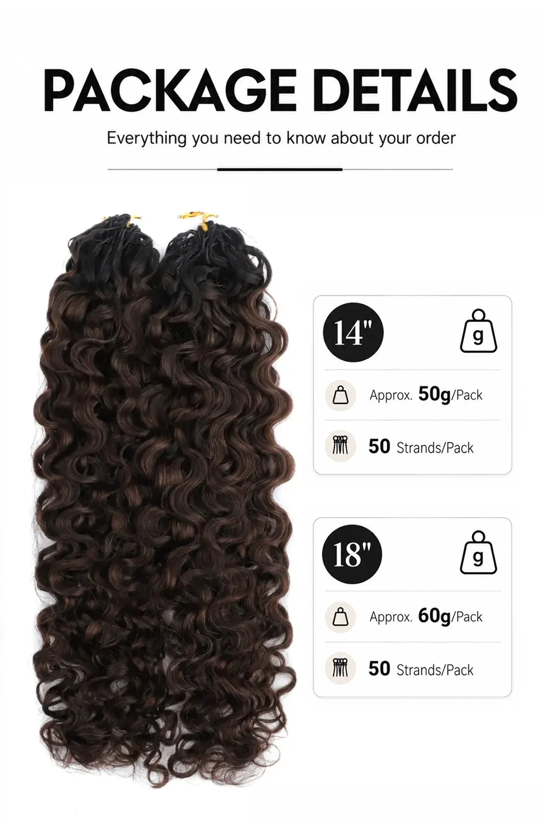 Dark Brown Ombre Water Deep Wave Feather Crochet Hair - T1B/4A Human Hair
