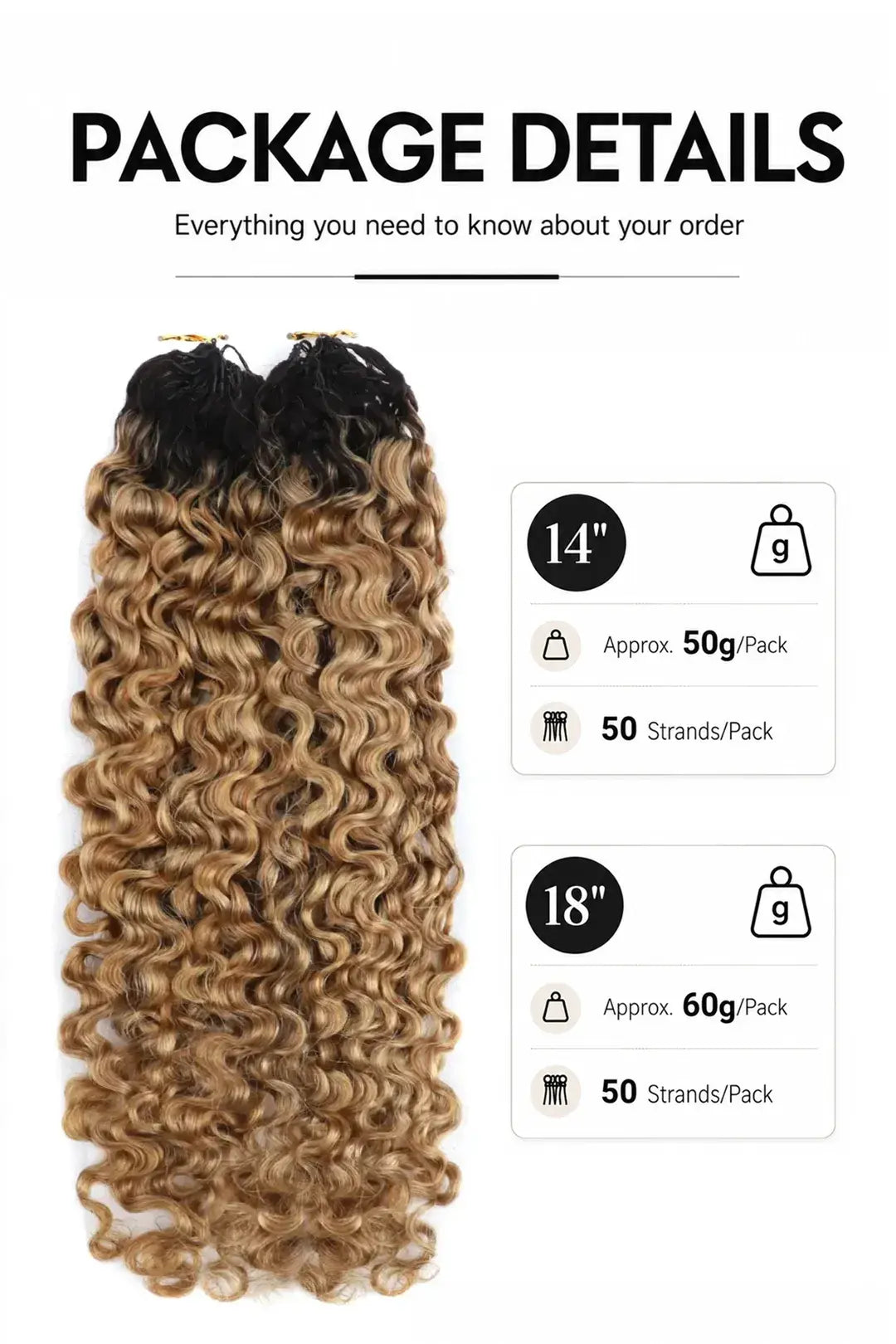 Honey Blonde Ombre Water Deep Wave Feather Crochet Hair - T1B/27 Human Hair
