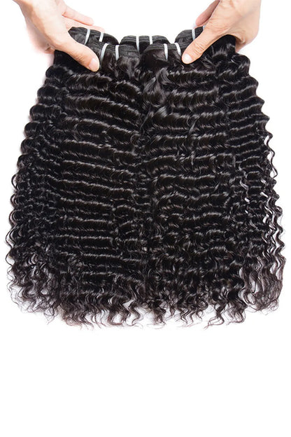 Cambodian Virgin Hair Bundle Deep Wave Natural Color 12A 50% Density