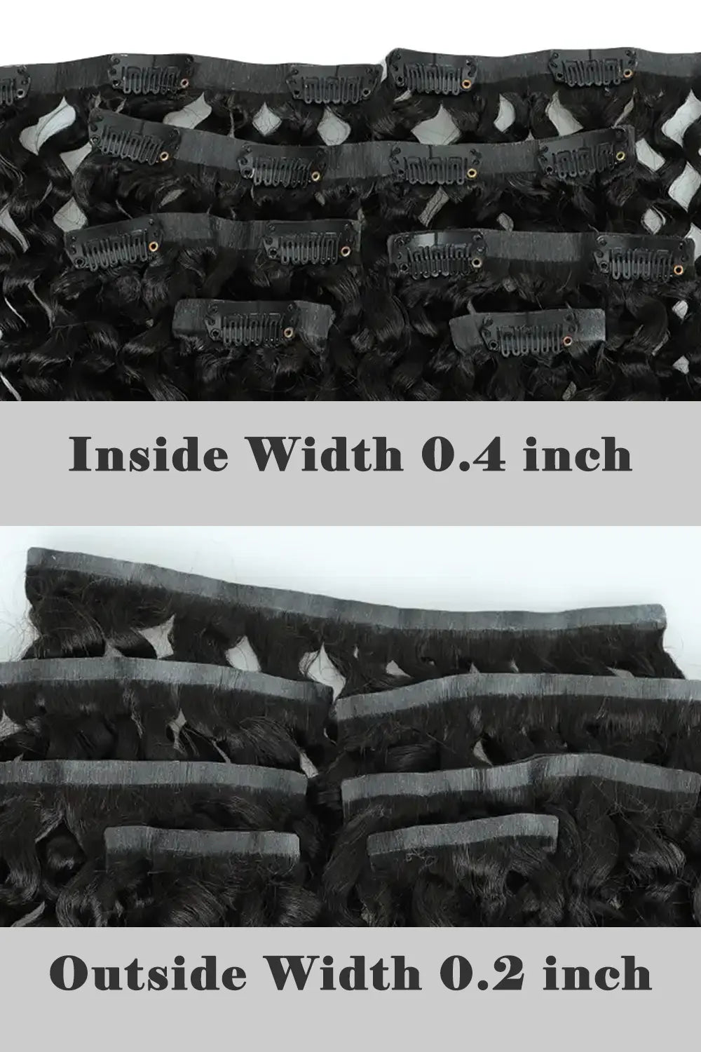 Curly Seamless Clip in Hair Extensions Natural Black 7 Pcs